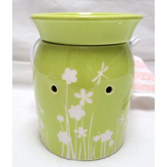 Scentsy MEADOW Mid Size Lime Green Warmer Base Dish w/Bulb #MSW-MDOW Retired - Picture 2 of 16
